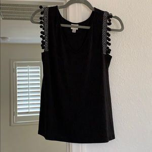 Soft Black Tank with Pom poms. Size SM.